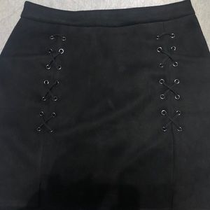 Black laced up mini skirt